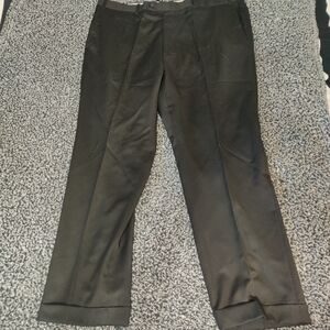 Di Milano Mens Dress Pants 42 X 32 Black Pleated Cuffed 100% Wool Casual Work